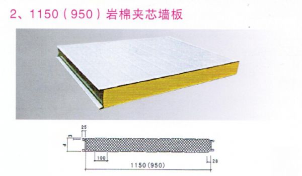 1150(950)岩棉夹芯墙板